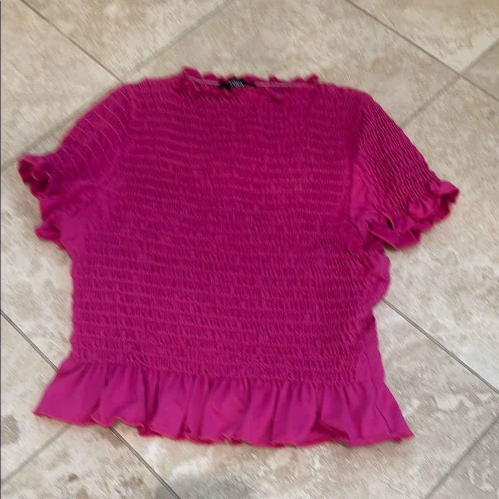 Pink Smocked Ruffle Top - Picture 2 of 3
